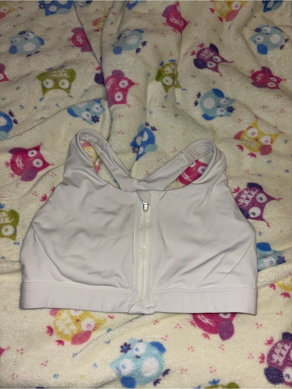 Athleta White Front-Zip Racerback Sports Bra